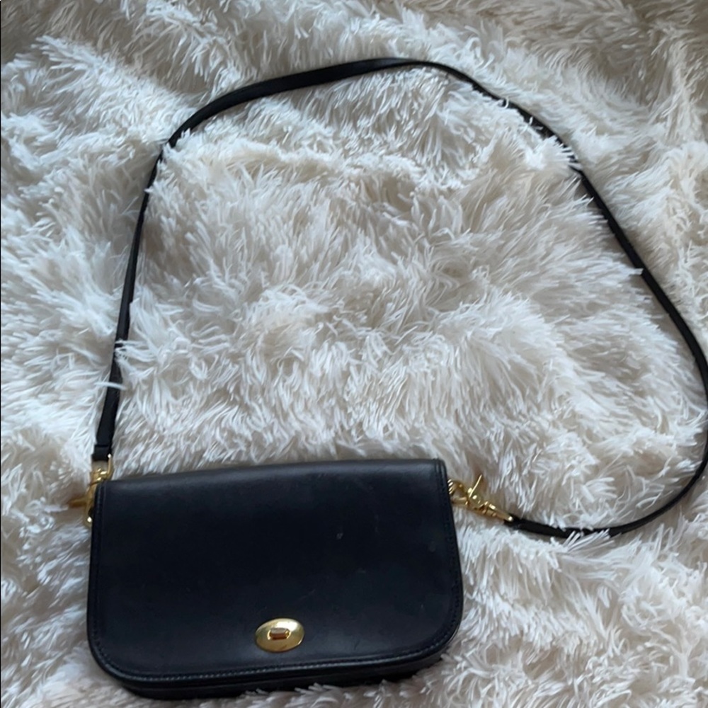 Vintage leather black cross body purse